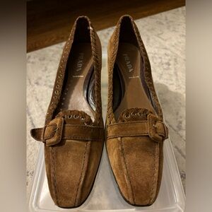 Prada Suede Buckle Loafers